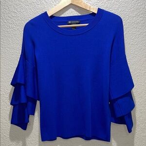INC International Concepts Blue Ruffled Blouse